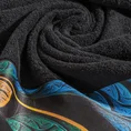 EVA MINGE Ręcznik AMBER z puszystej bawełny z bordiurą zdobioną designerskim nadrukiem - 50 x 90 cm - czarny 5