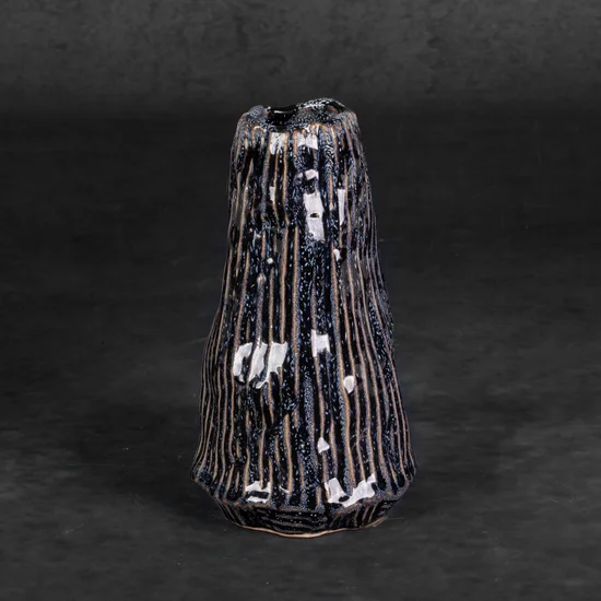 Wazon ceramiczny ALDA o nieregularnym kształcie w stylu boho - ∅ 12 x 20 cm - granatowy
