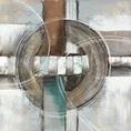 Obraz GEO abstrakcyjny, ręcznie malowany na płótnie - 80 x 80 cm - beżowy 1