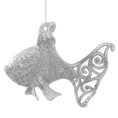 Ozdoba choinkowa RYBKA dekorowana brokatem - 11 x 9 cm - srebrny 2