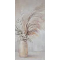 Obraz ręcznie malowany na płótnie bukiet kwiatów z trawą pampasową - 60 x 120 cm - beżowy 1