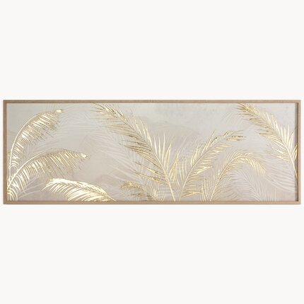 Obraz nadruk na płótnie z motywem złotych liści palm 40 x 120 cm beżowy,złoty | Eurofirany