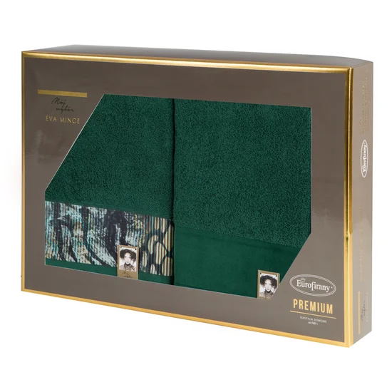 EWA MINGE Komplet ręczników CARLA w eleganckim opakowaniu, idealne na prezent! - 2 szt. 50 x 90 cm - butelkowy zielony