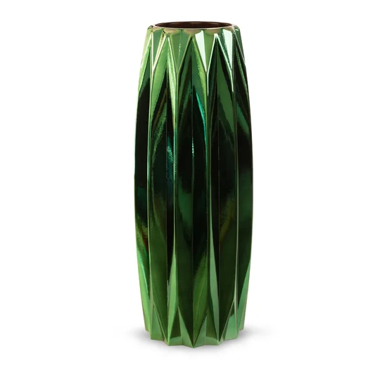 Wazon NEGRO ze szkła artystycznego zielono-miedziany - ∅ 17 x 45 cm - zielony