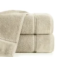 Ręcznik SALADO o ryżowej strukturze ze stebnowaniem i welwetową bordiurą - 50 x 90 cm - beżowy 1