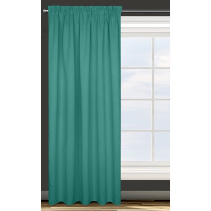 DESIGN 91 Zasłona PARISA z gładkiej tkaniny zaciemniającej typu BLACKOUT, kolor turkusowy 140 x 270 cm taśma/tunel/żabki