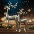 Figurka świąteczna RENIFER z metalu i dużymi rogami - 14 x 5 x 31 cm - srebrny 2