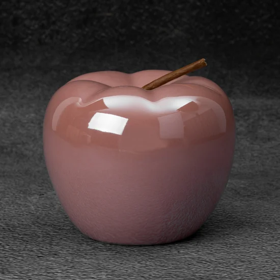 Jabłko - figurka ceramiczna SIMONA z perłowym połyskiem - 11 x 11 x 13 cm - różowy