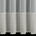 Tkanina firanowa zwiewana i delikatna matowa mikrosiateczka zdobiona beżowym haftem ze srebrną nicią - 280 cm - biały 3