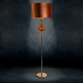 Lampa stojąca LILIANA zdobiona szklaną bombką i welwetowym abażurem - 46 x 31 x 163 cm - miedziany 2