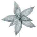 Świąteczny kwiat dekoracyjny z welwetu - 25 cm - srebrny 2