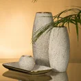 Wazon ceramiczny VERDA  z drobnym wytłaczanym wzorem - 21 x 8 x 27 cm - biały 3
