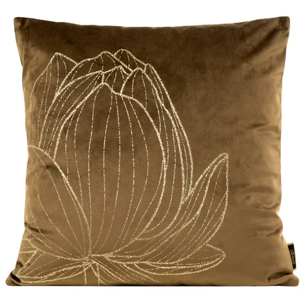 Poszewka BLINK 19 z welwetu z dużym wzorem kwiatu lotosu Poszewka BLINK 19 z welwetu z dużym wzorem kwiatu lotosu - 45 x 45 cm