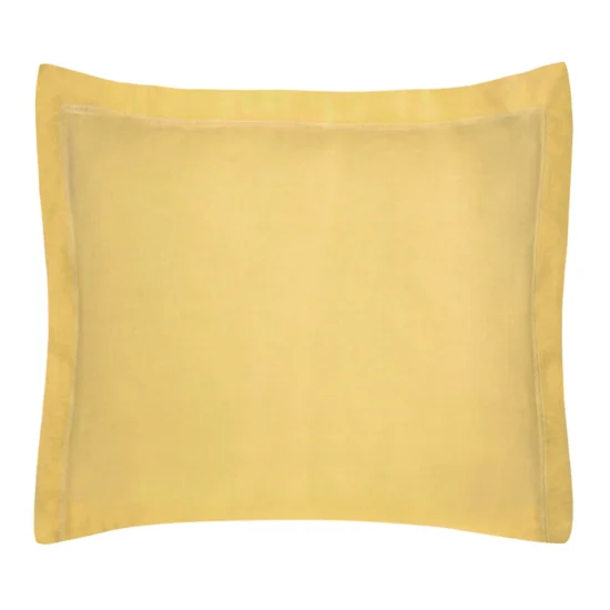 NOVA COLOUR Poszewka na poduszkę bawełniana z satynowym połyskiem i ozdobną kantą - 70 x 80 cm - musztardowy
