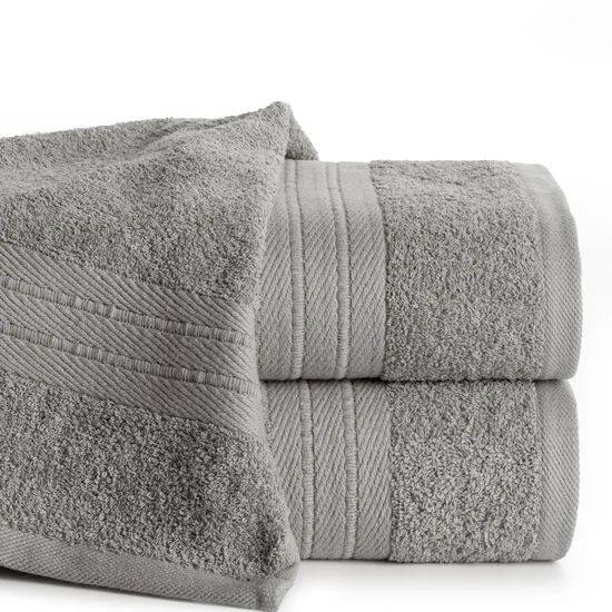 Ręcznik KAYA klasyczny z żakardową bordiurą - 30 x 50 cm - srebrny