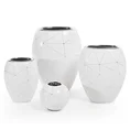 Wazon ceramiczny NILA zdobiony geometrycznym motywem oraz cyrkoniami - 12 x 10 x 15 cm - biały 3