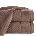 Ręcznik FRIDA bawełniany o strukturze krateczki z szeroką welurową bordiurą - 30 x 50 cm - jasnobrązowy 1