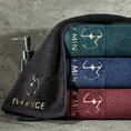 EVA MINGE Ręcznik GAJA z bawełny frotte z welwetową bordiurą i haftem z logo kolekcji - 30 x 50 cm - beżowy 4