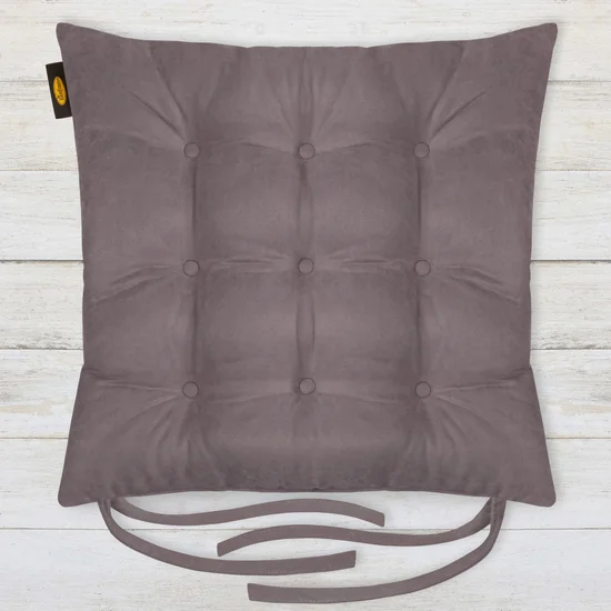 ADORE dwustronna welurowa poduszka siedziskowa na krzesło z dziewięcioma pikowaniami, gramatura 195 g/m2 - 40 x 40 x 6 cm - grafitowy