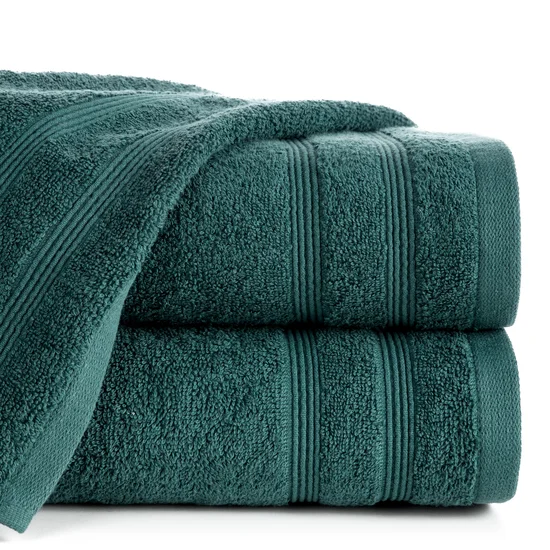 Ręcznik ALINE klasyczny z bordiurą w formie tkanych paseczków - 70 x 140 cm - turkusowy
