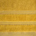 Ręcznik z welurową bordiurą przetykaną błyszczącą nicią - 70 x 140 cm - musztardowy 2