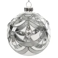 Bombka szklana  zdobiona brokatowym wzorem art deco i kryształami - ∅ 8 cm - srebrny 2