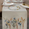 Bieżnik z grubszej tkaniny gobelinowej z nicią szenilową z motywem polnych kwiatów - 40 x 100 cm - naturalny 1