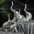 Słoń - figurka ceramiczna srebrno-biała - 14 x 10 x 26 cm - biały 3