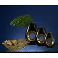 Wazon ceramiczny MIRA z otworem czarno-złoty - 19 x 8 x 30 cm - czarny 5