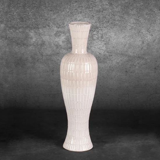 Wazon EDNA z glinki ceramicznej - ∅ 16 x 48 cm - kremowy
