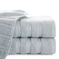 Ręcznik klasyczny podkreślony żakardową bordiurą w pasy - 50 x 90 cm - srebrny 1