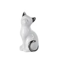 Kot - figurka ceramiczna biało-srebrna - 8 x 6 x 15 cm - biały 1