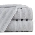 Ręcznik VITO z bawełny podkreślony żakardowymi paskami - 50 x 90 cm - srebrny 1