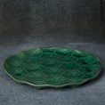 Patera z porcelany z geometrycznym wzorem - ∅ 31 x 3 cm - zielony 1