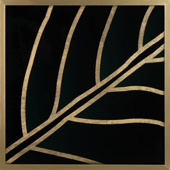 LIMITED COLLECTION Obraz LILI 3 ze złotym błyszczącym nadrukiem w złotej ramie - 53 x 53 cm - czarny