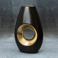 Wazon ceramiczny MIRA z otworem czarno-złoty - 19 x 8 x 30 cm - czarny 1