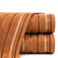 Ręcznik LIVIA  z kolorowymi paskami tkanymi we wzór jodełki - 70 x 140 cm - ceglasty 1