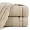 Ręcznik ALLY z bordiurą w pasy przetykany kontrastującą nicią miękki i puszysty, zero twist - 30 x 50 cm - beżowy 1