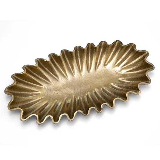 Metalowa patera KAREN 4 o falującym kształcie złota - 49 x 25 x 5 cm - złoty