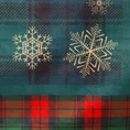 Obrus welwetowy STAR z motywem kraty i śnieżynkami - 85 x 85 cm - zielony 2