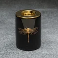 Świecznik ceramiczny z nadrukiem złotej ważki - ∅ 7 x 10 cm - czarny 1