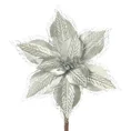 Świąteczny kwiat dekoracyjny z welwetu - 20 cm - srebrny 2