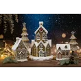 Figurka świąteczna DOMEK Z PIERNIKA Z WIEŻYCZKĄ  ze światełkami LED - 20 x 20 x 32 cm - brązowy 2