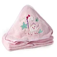 Ręcznik BABY z kapturkiem i haftowaną aplikacją z dinozaurem - 75 x 75 cm - różowy 1
