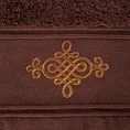 Ręcznik z bordiurą zdobioną ornamentowym haftem - 50 x 90 cm - brązowy 2