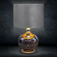 Lampa stołowa KATIE na szklanej podstawie z przecieranego szkła czarno-złota z welwetowym stalowym abażurem - ∅ 40 x 62 cm - czarny 1
