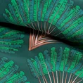 NOVA PRINT GIFT Komplet pościeli MARTA w kartonowym opakowaniu z wysokogatunkowej satyny bawełnianej z motywem wachlarzy - 160 x 200 cm - zielony 5