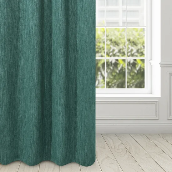 Zasłona zaciemniająca z grubszej tkaniny melanżowej - 140 x 250 cm - zielony