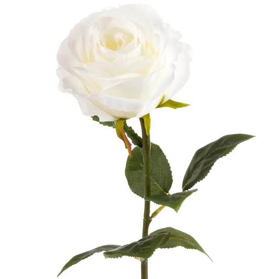RÓŻA  kwiat sztuczny dekoracyjny z płatkami z jedwabistej tkaniny - ∅ 10 x 62 cm - kremowy