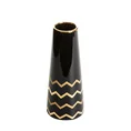 Wazon ceramiczny zdobiony geometrycznym wzorem, czarno-złoty - ∅ 8 x 20 cm - czarny 2